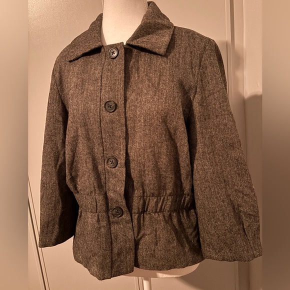 Geoffrey Beene Dark Brown Textured Light Jacket - Picture 2 of 10